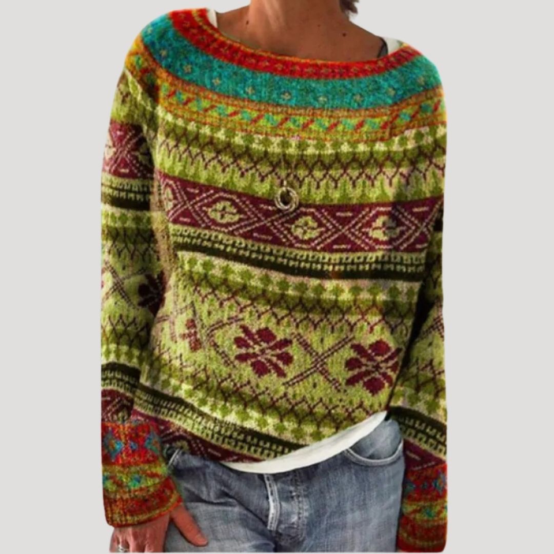 Dam fina jumprar stickad randig chunky vintertröja oversized