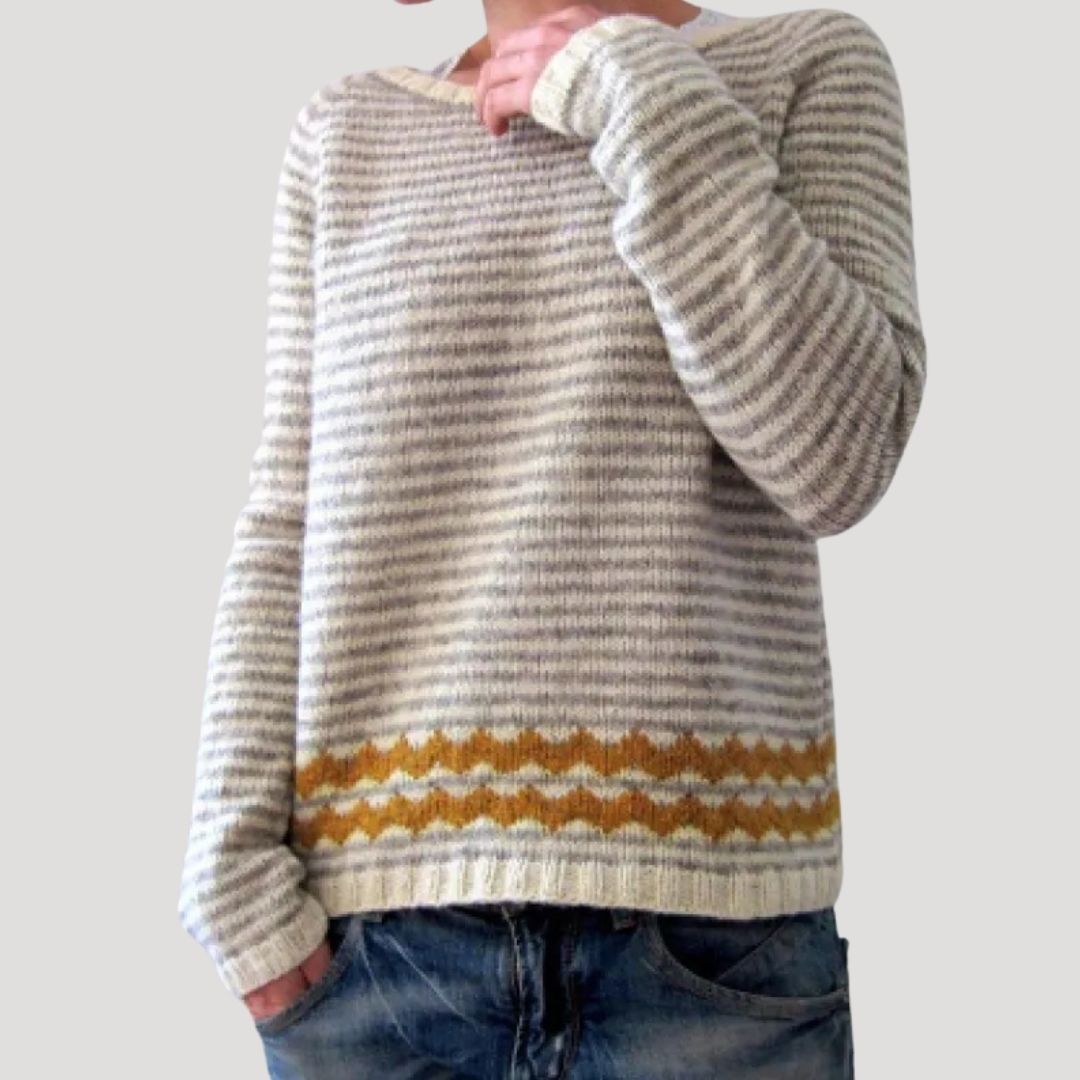 Dam fina jumprar stickad randig chunky vintertröja oversized