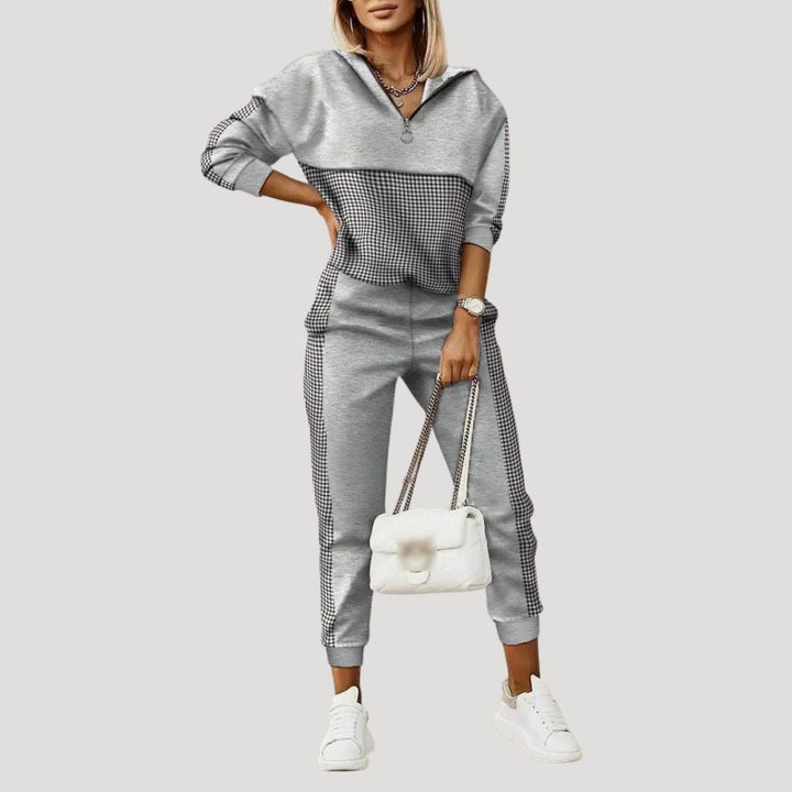 Dam träningsoverall set med hoodie och dragkedja