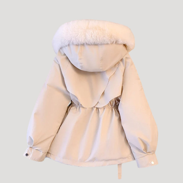 Dam jackor vinterparka med faux päls och justerbar midja