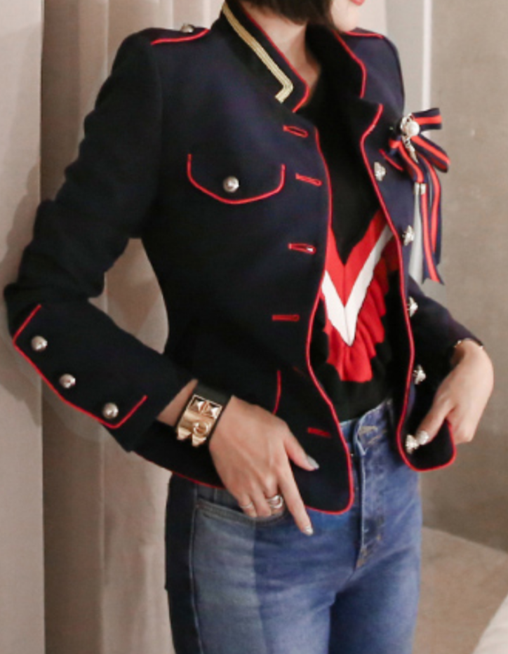 Damblazer - Enkelknäppt - Bröstfickor - Slim Fit-blazer - Blazerjacka