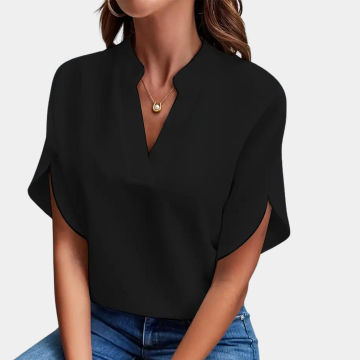 Damblus | Elegant | Löst sittande | Kortärmad blus | Sommartopp
