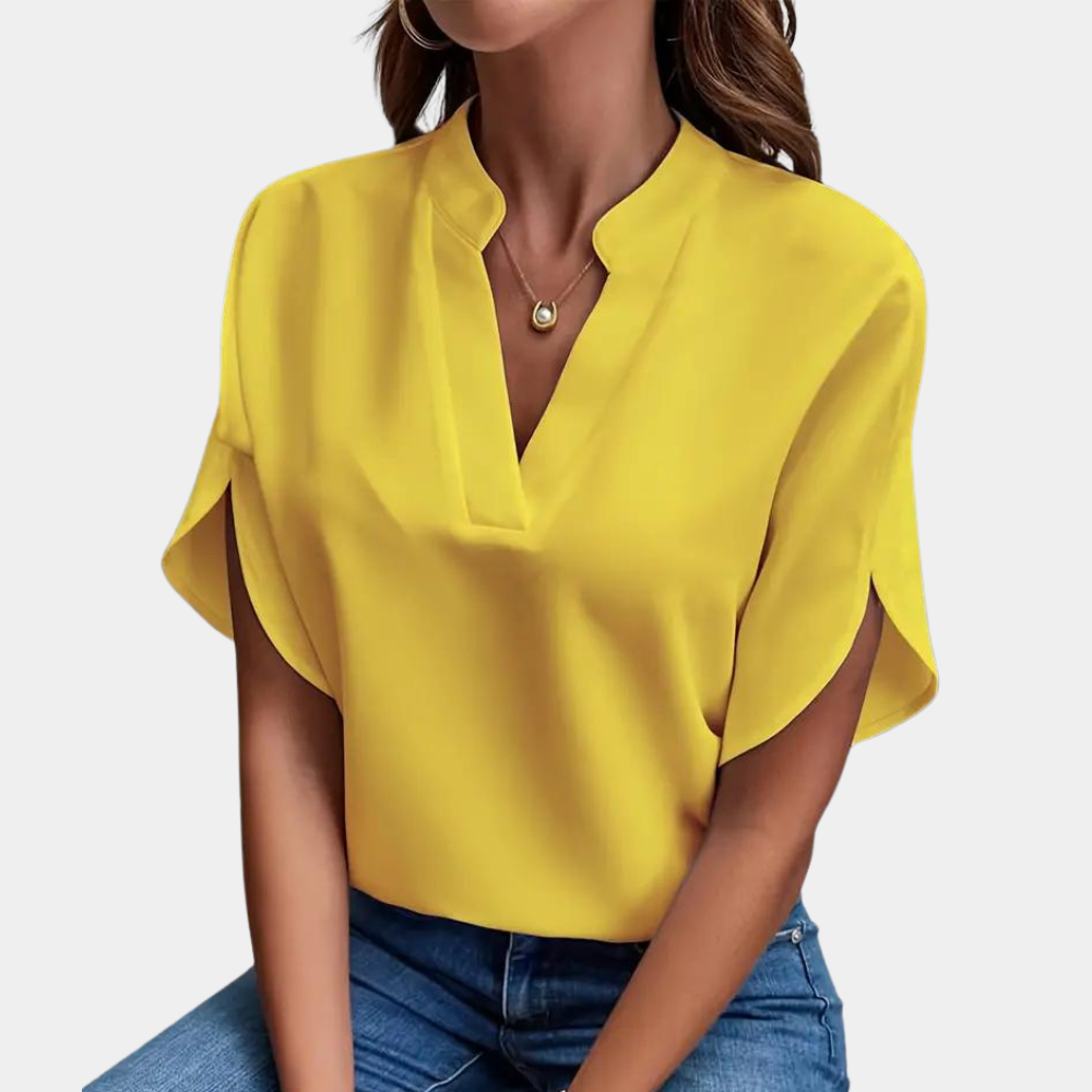 Damblus | Elegant | Löst sittande | Kortärmad blus | Sommartopp