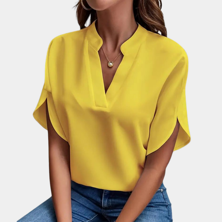 Damblus | Elegant | Löst sittande | Kortärmad blus | Sommartopp