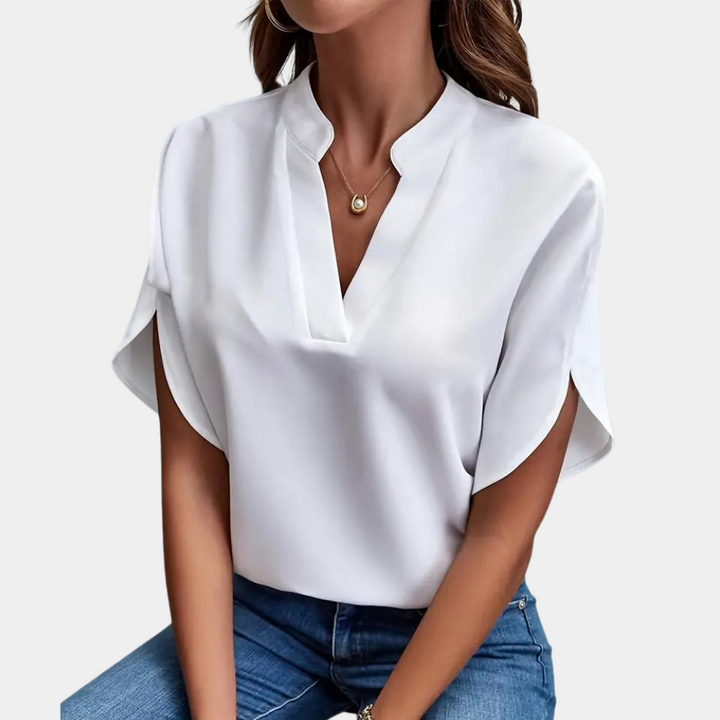Damblus | Elegant | Löst sittande | Kortärmad blus | Sommartopp