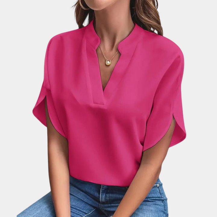 Damblus | Elegant | Löst sittande | Kortärmad blus | Sommartopp