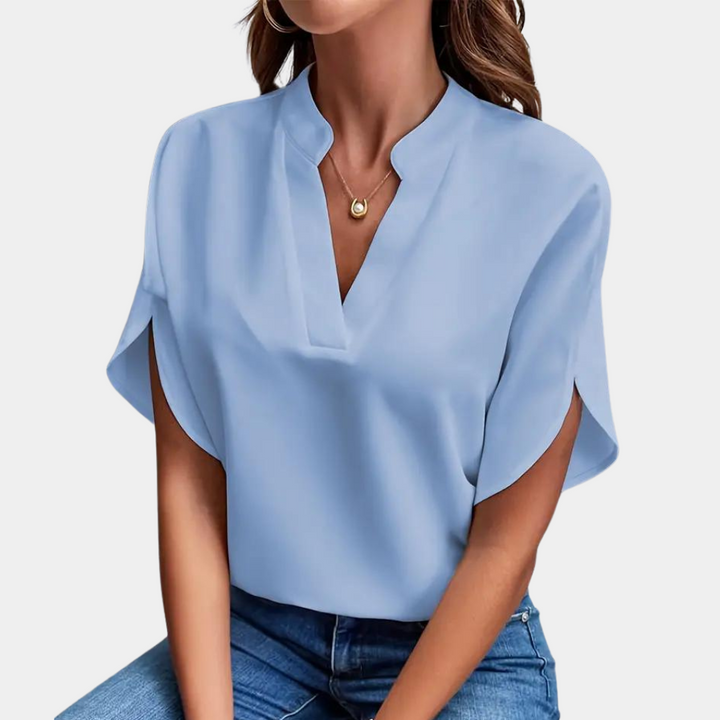 Damblus | Elegant | Löst sittande | Kortärmad blus | Sommartopp