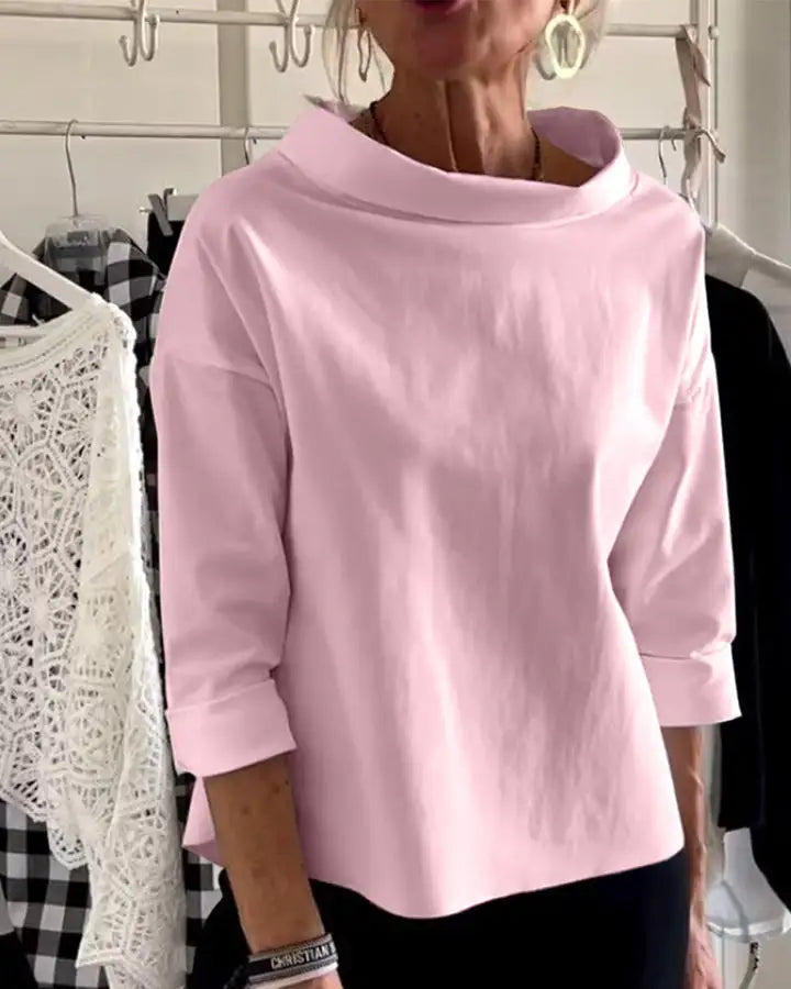 Damblus | Hög hals | Löst sittande | Långärmad topp | Damkläder