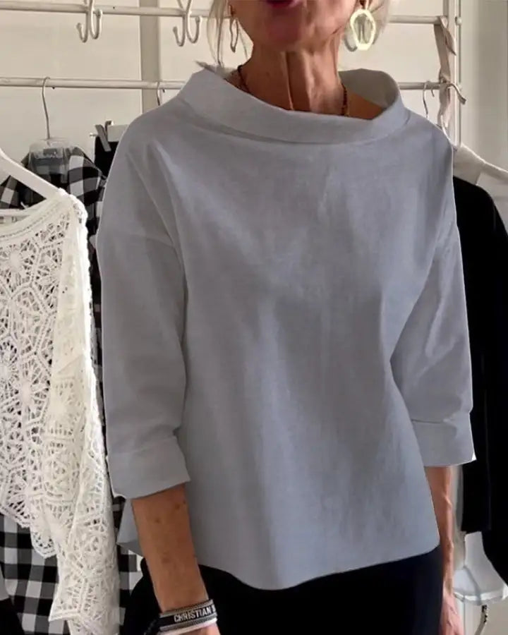 Damblus | Hög hals | Löst sittande | Långärmad topp | Damkläder