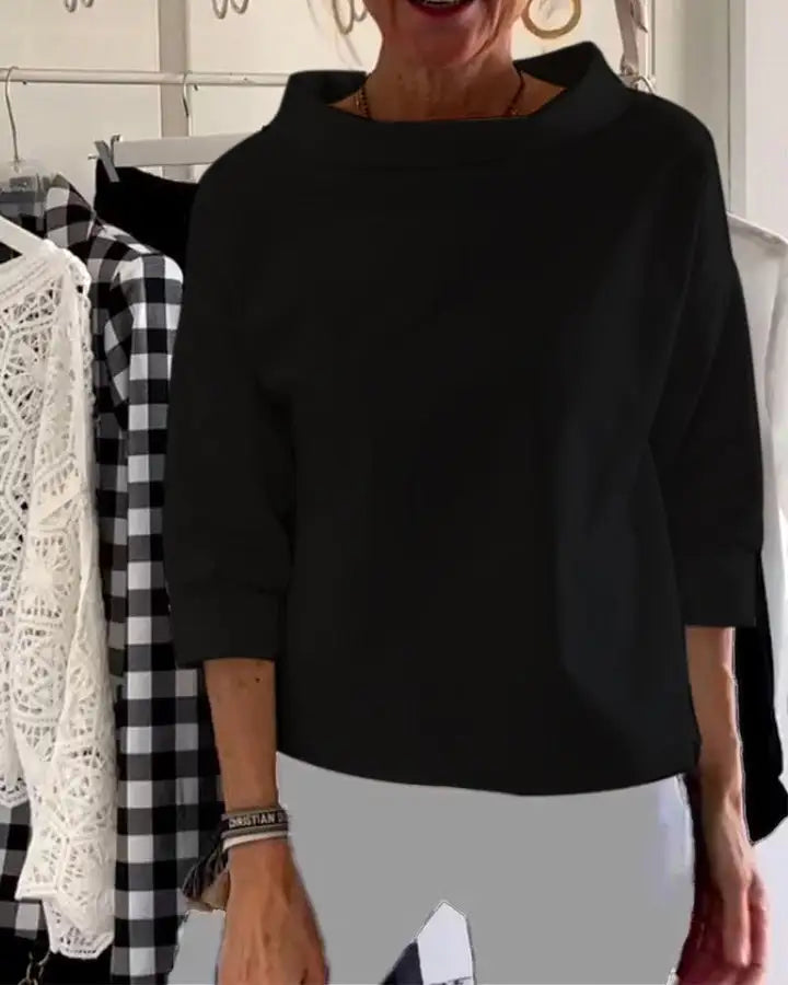 Damblus | Hög hals | Löst sittande | Långärmad topp | Damkläder