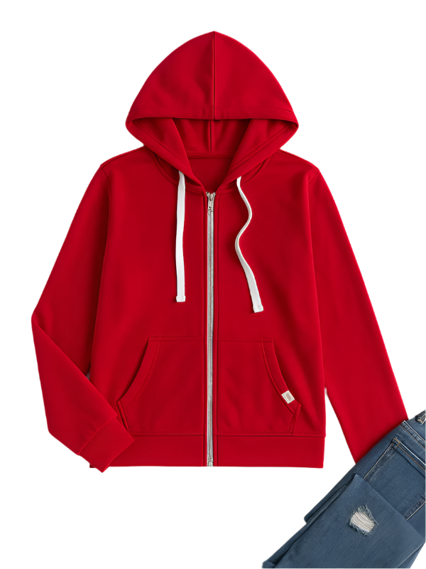 Damer Zip-Up Hoodie Avslappnad Passform Flera Färger