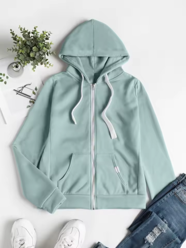 Damer Zip-Up Hoodie Avslappnad Passform Flera Färger