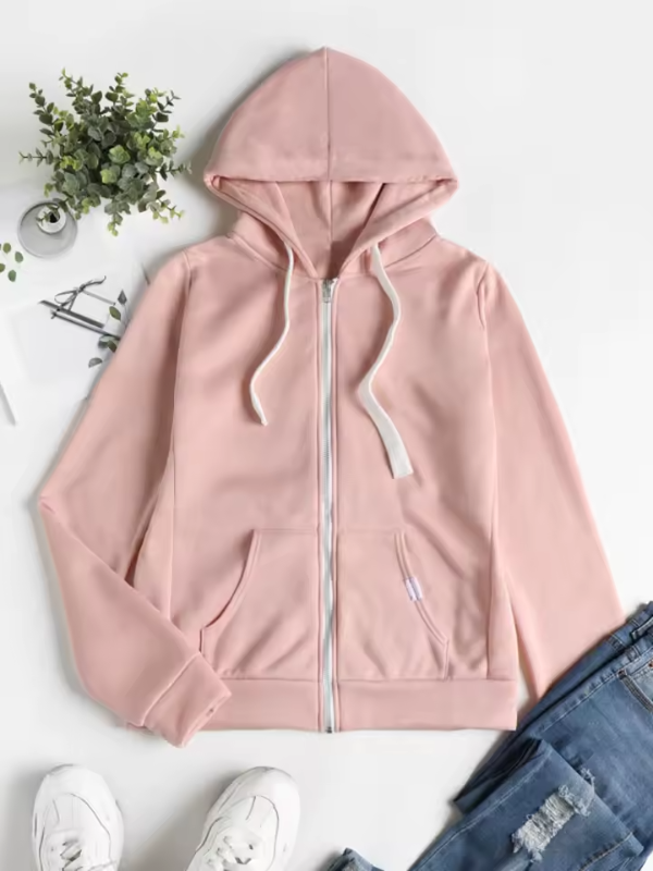 Damer Zip-Up Hoodie Avslappnad Passform Flera Färger