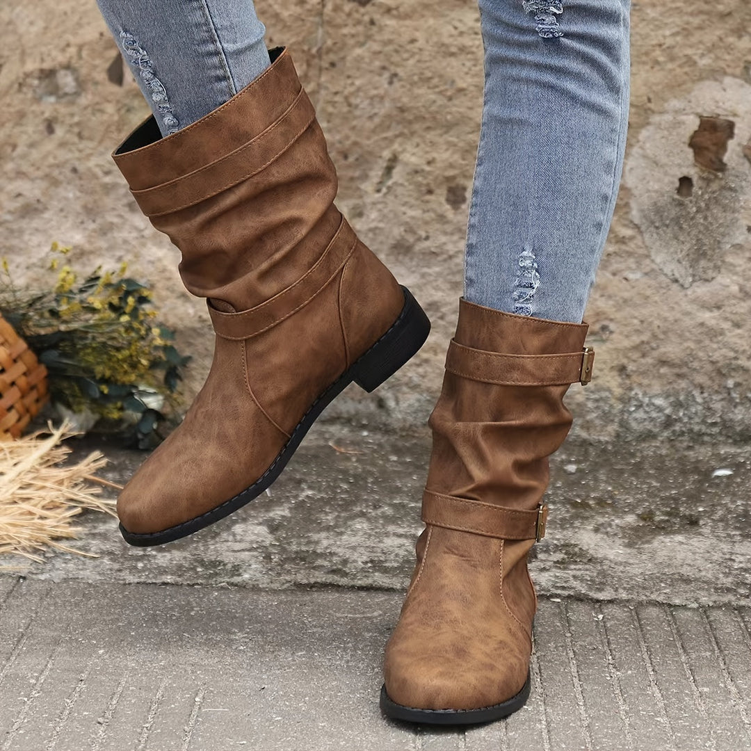 Damstövlar | Spänne | Vintage | Midkalvstövlar | Slouchy stövlar