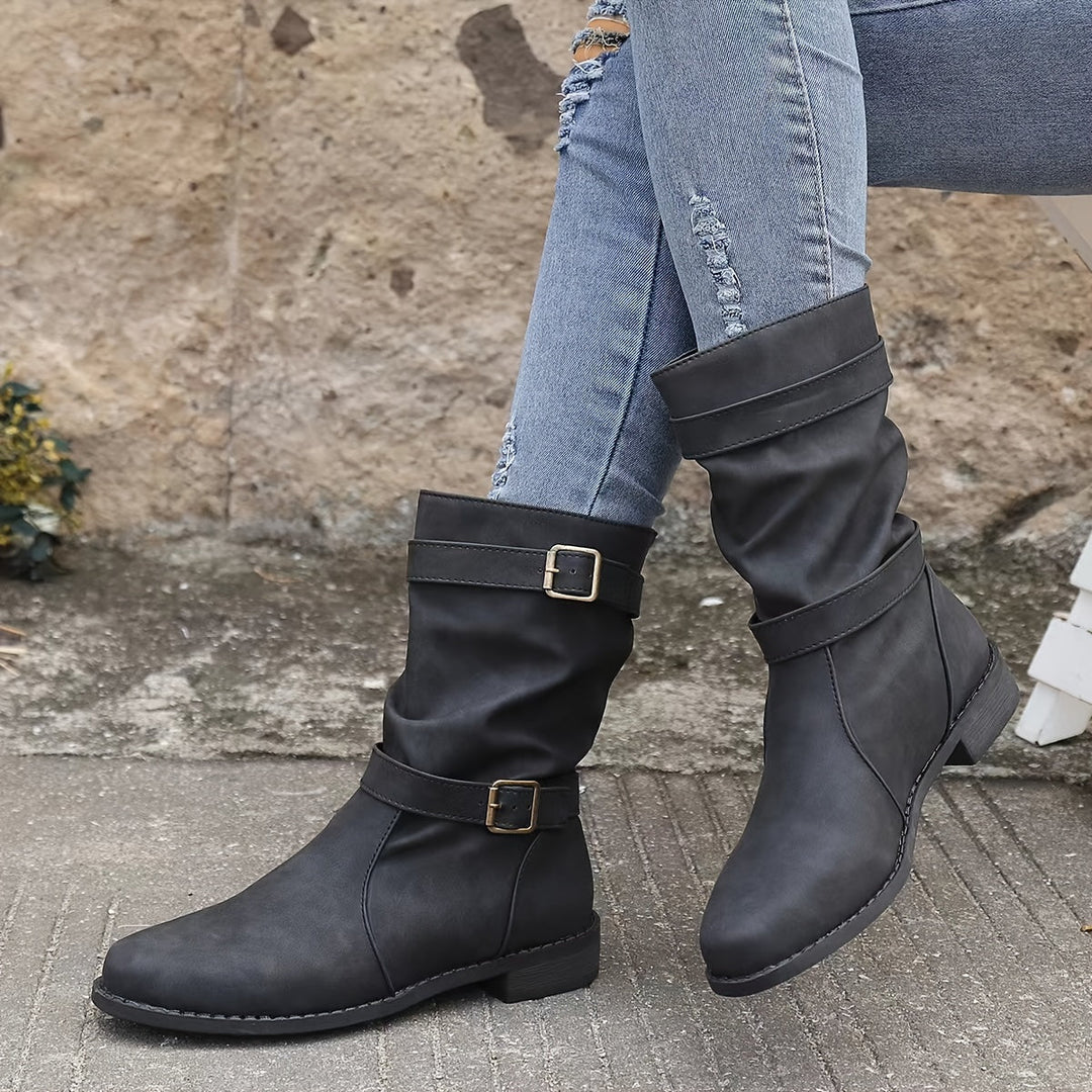Damstövlar | Spänne | Vintage | Midkalvstövlar | Slouchy stövlar