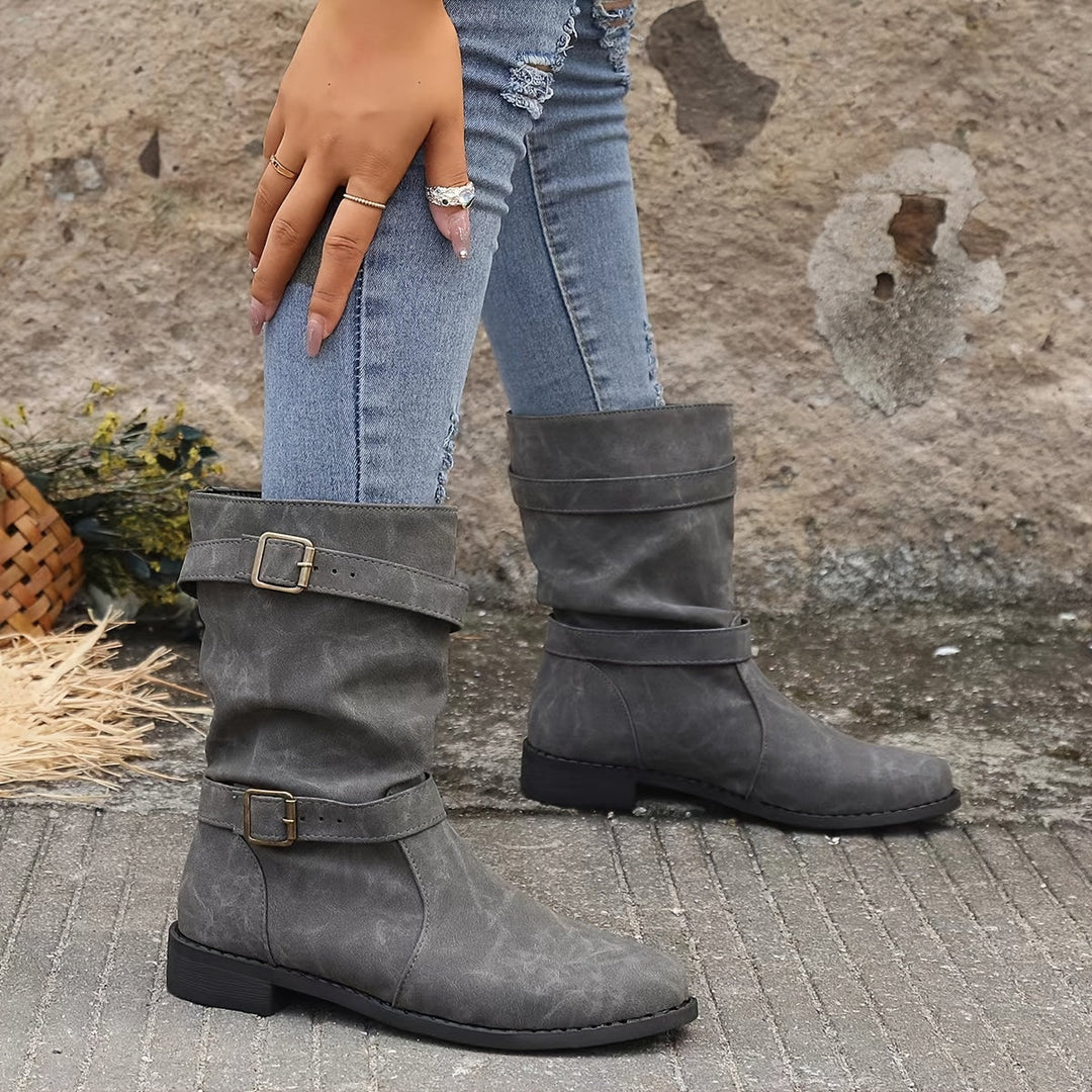 Damstövlar | Spänne | Vintage | Midkalvstövlar | Slouchy stövlar