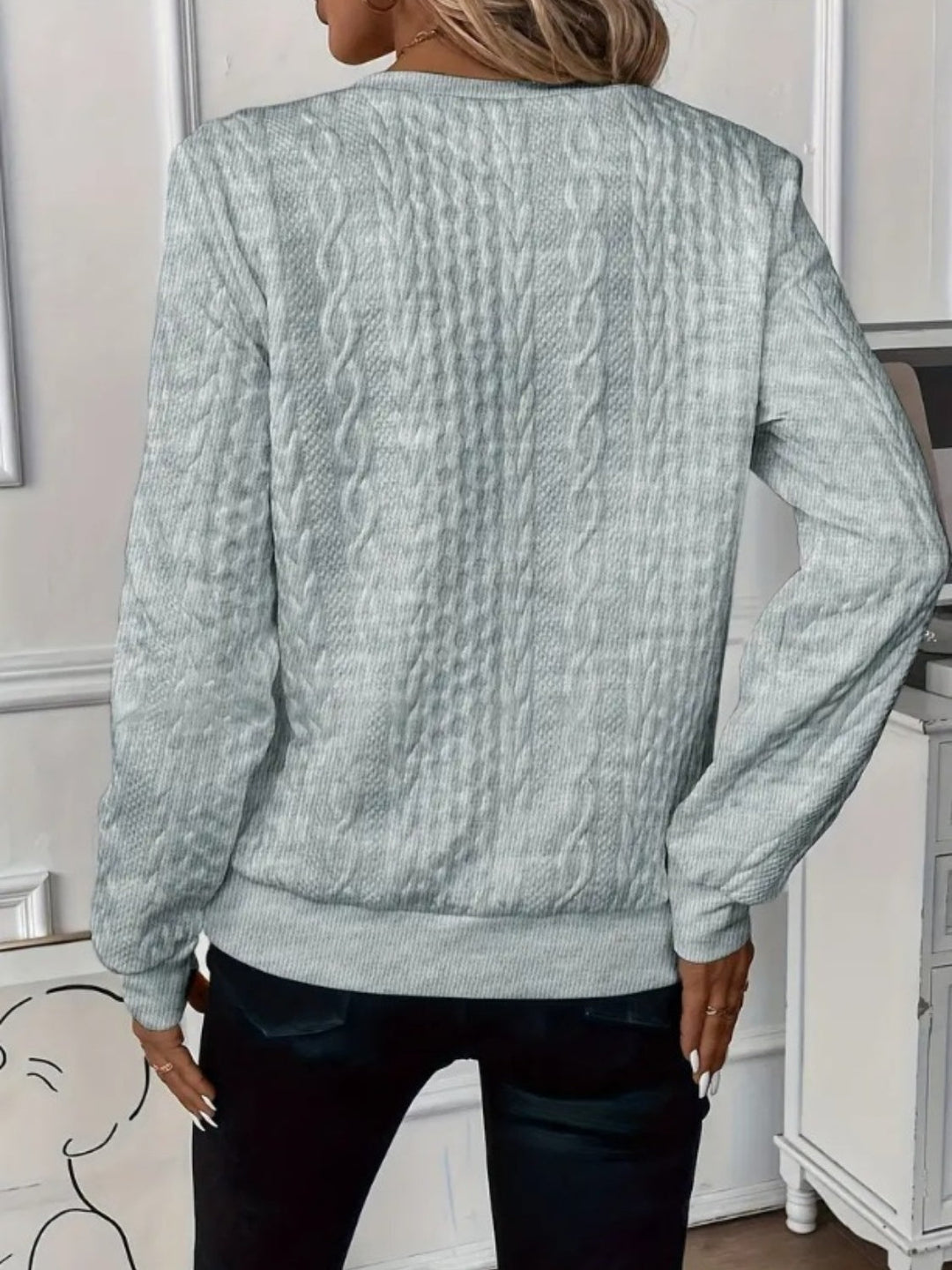 Damer Halv Dragkedja Sweatshirt med Textur - Stilfull Bekvämlighet