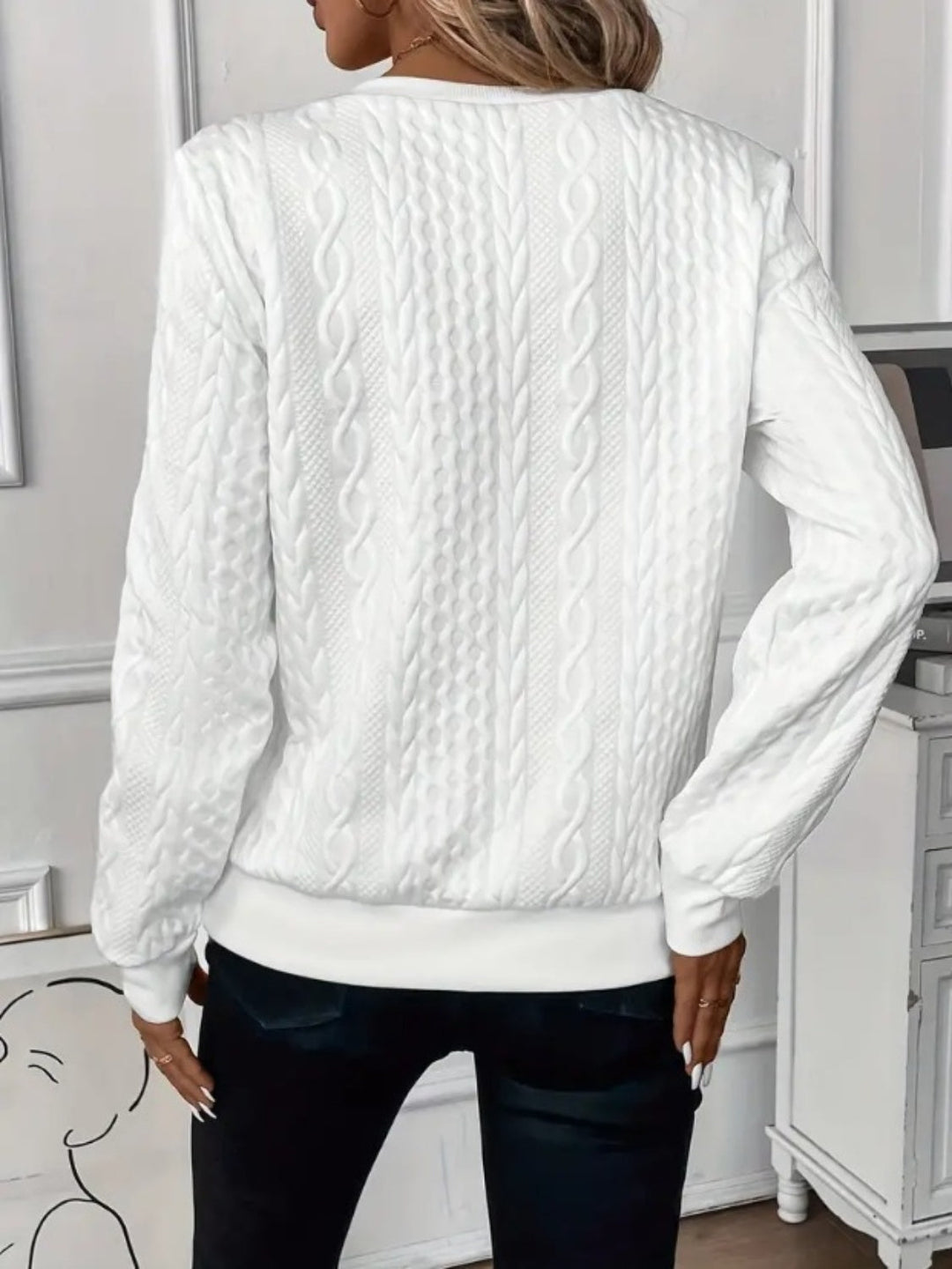 Damer Halv Dragkedja Sweatshirt med Textur - Stilfull Bekvämlighet
