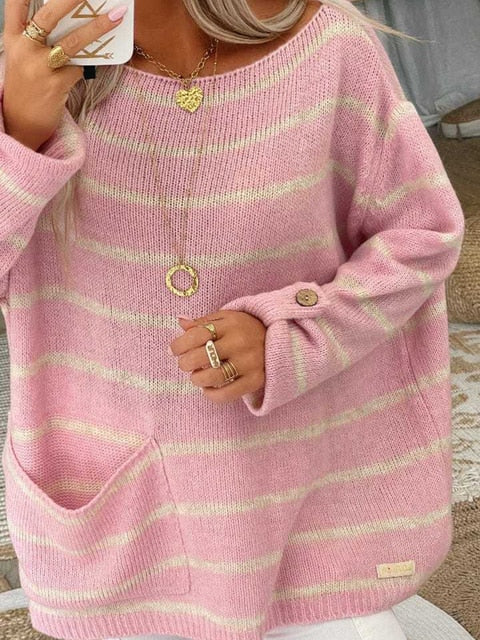 Dam Oversized Randig Tröja