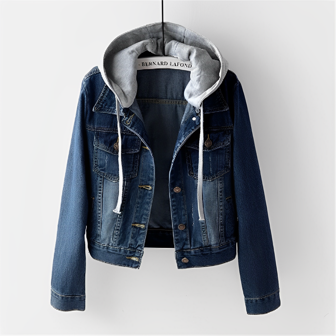 Denimjacka - Denimjacka med Avtagbar Huva i Klassisk Blå färg för Dam