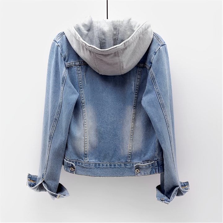 Denimjacka - Denimjacka med Avtagbar Huva i Klassisk Blå färg för Dam