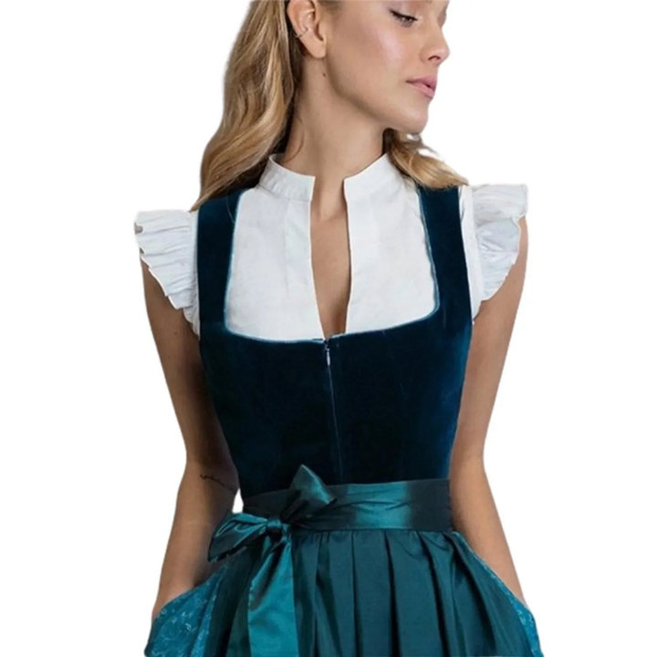 Dirndl-blus – damblus med korta ärmar i vitt för Oktoberfest