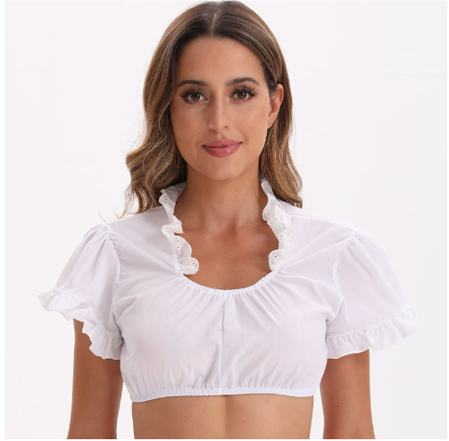 Dirndlblus – spets – kortärmad – dirndl-top – oktoberfestklädsel för kvinnor