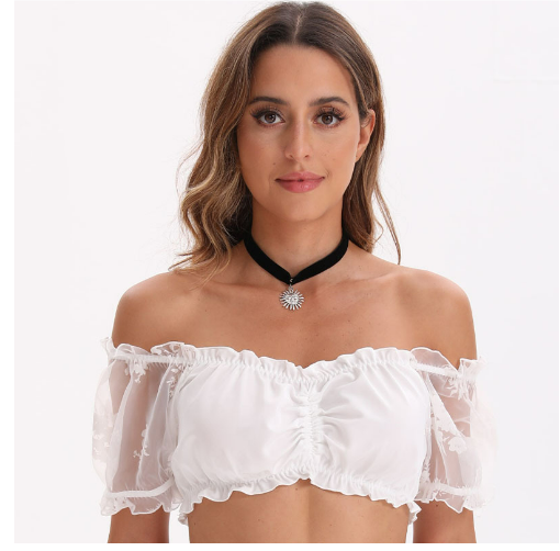 Dirndlblus – spets – kortärmad – dirndl-top – oktoberfestklädsel för kvinnor