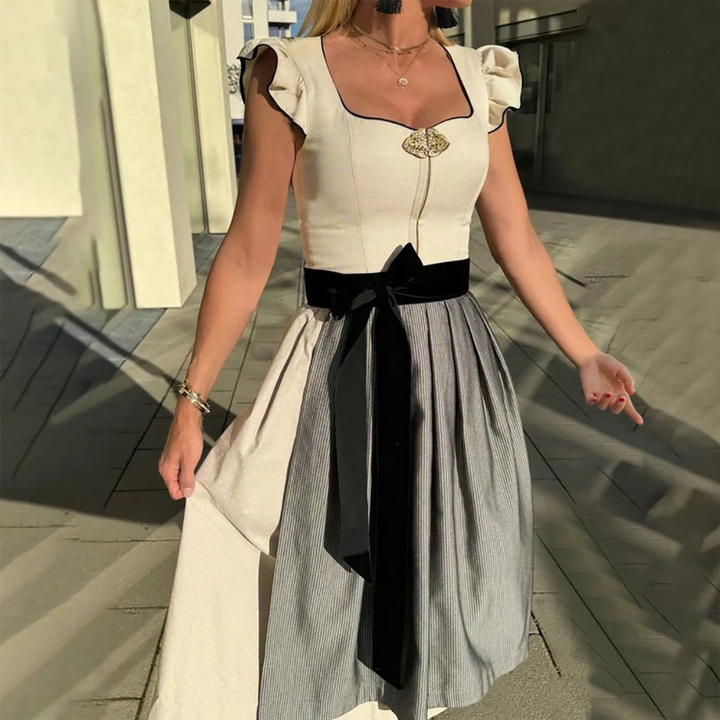 Dirndls - Vit ärmlös Midi Oktoberfest Dirndlklänning