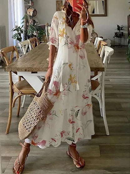 Elegant Maxiklänning med Lös Passform för Sommar & Semester | Mirla