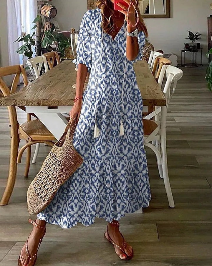 Elegant Maxiklänning med Lös Passform för Sommar & Semester | Mirla
