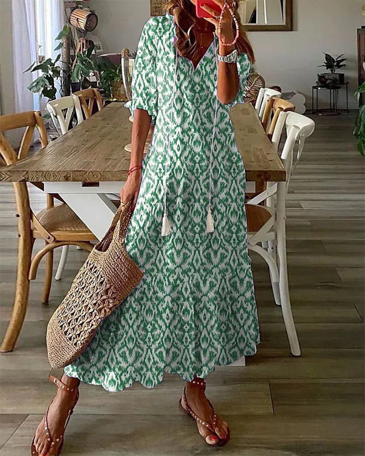 Elegant Maxiklänning med Lös Passform för Sommar & Semester | Mirla