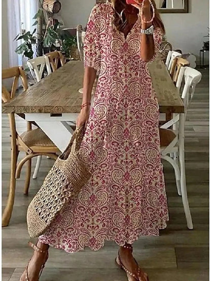 Elegant Maxiklänning med Lös Passform för Sommar & Semester | Mirla