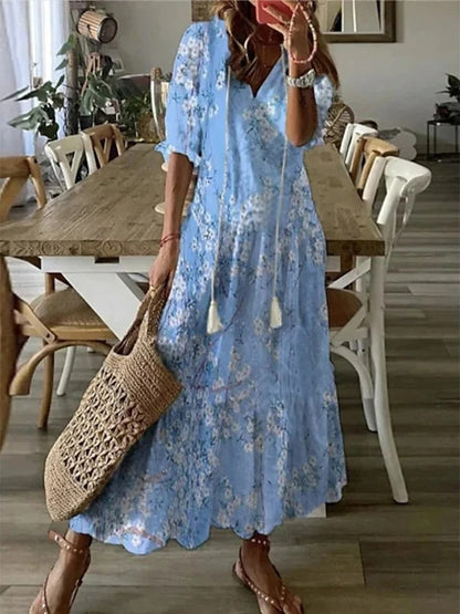 Elegant Maxiklänning med Lös Passform för Sommar & Semester | Mirla