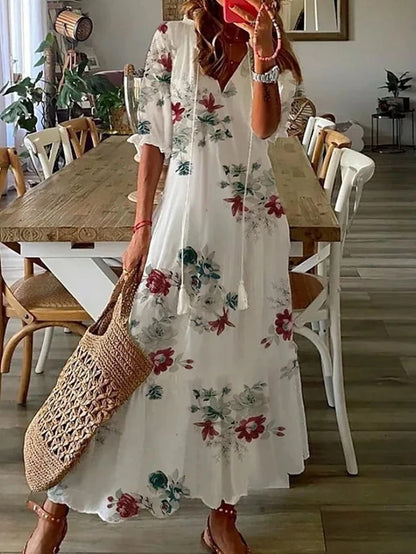 Elegant Maxiklänning med Lös Passform för Sommar & Semester | Mirla
