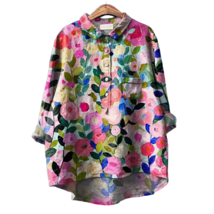 Dam Blus med Blomtryck och Elegant Sommerstil