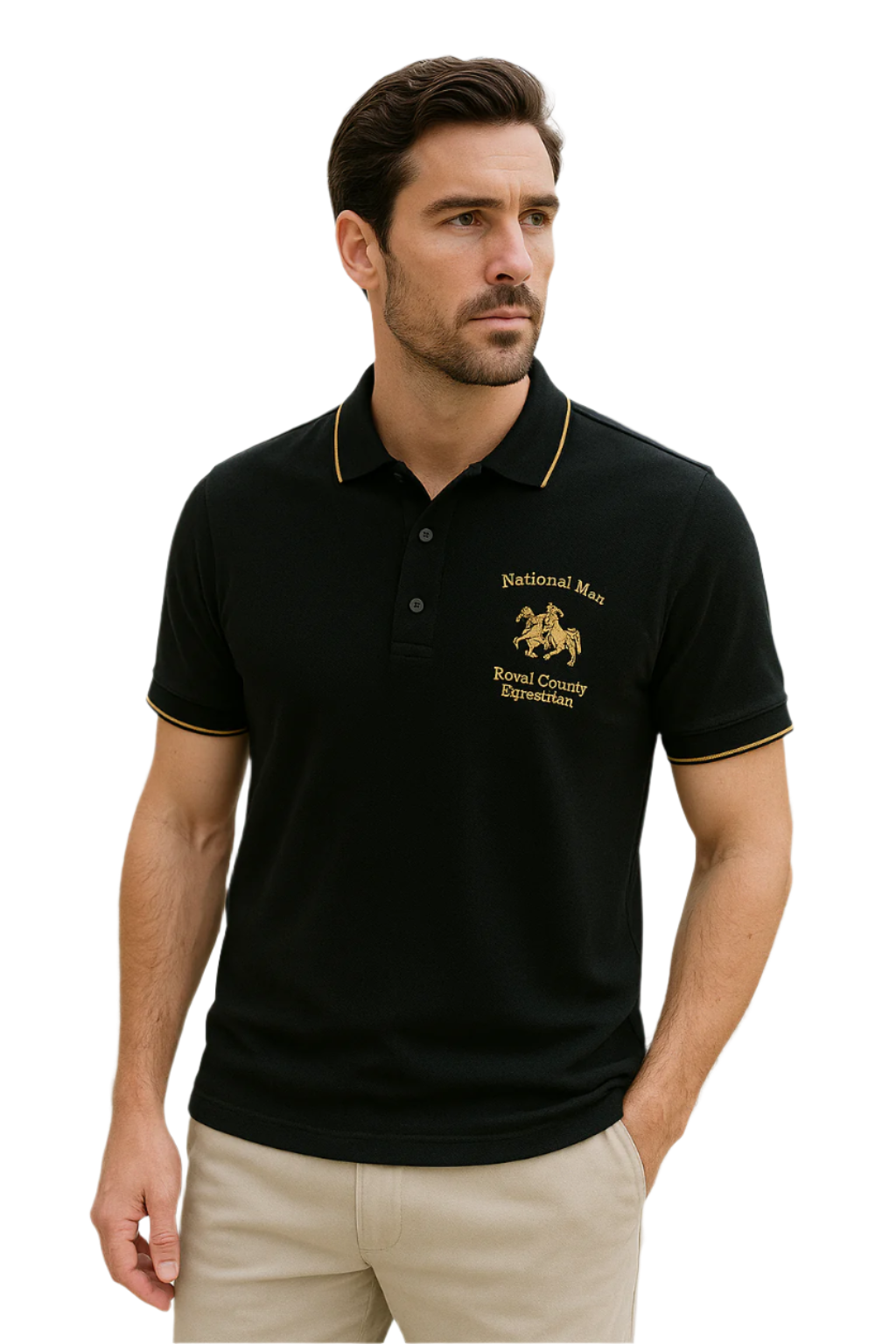 Herrpolo Modern med Broderade Detaljer - Mjuk Väv