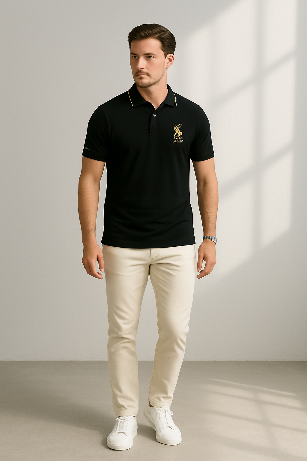 Herrpolo Modern med Broderade Detaljer - Mjuk Väv