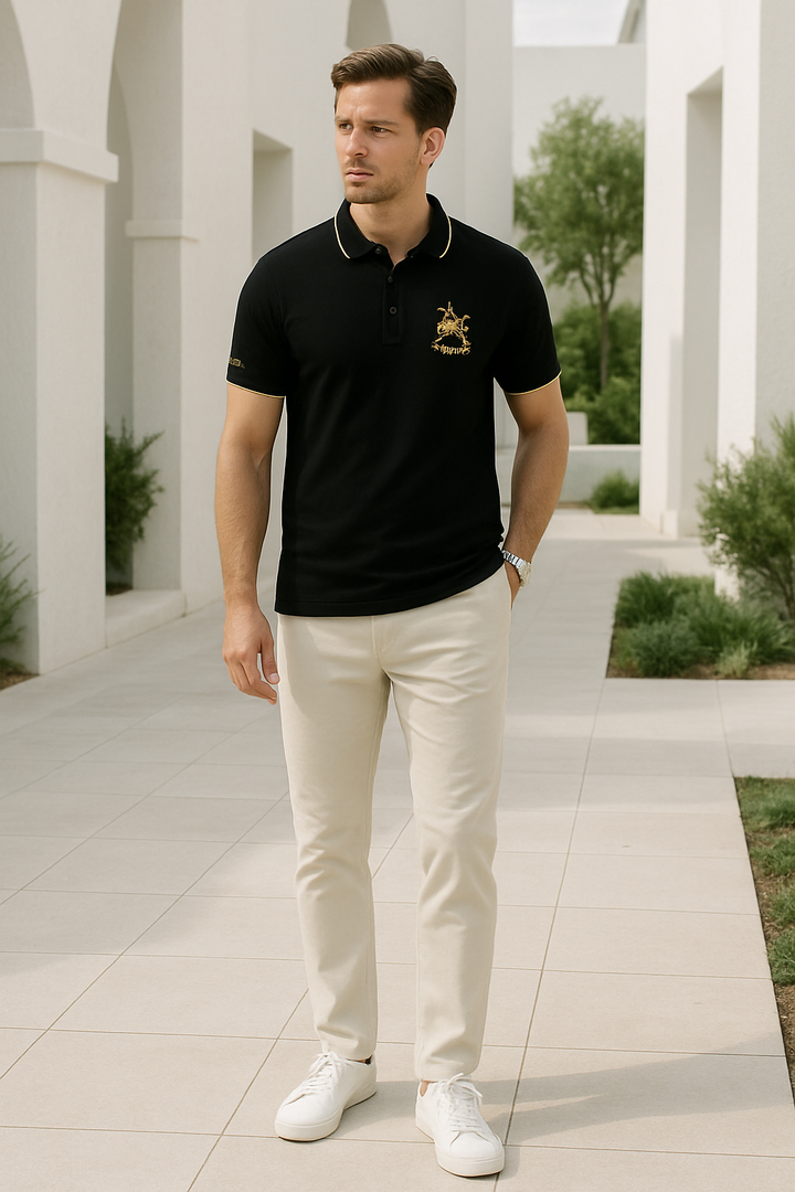 Herrpolo Modern med Broderade Detaljer - Mjuk Väv