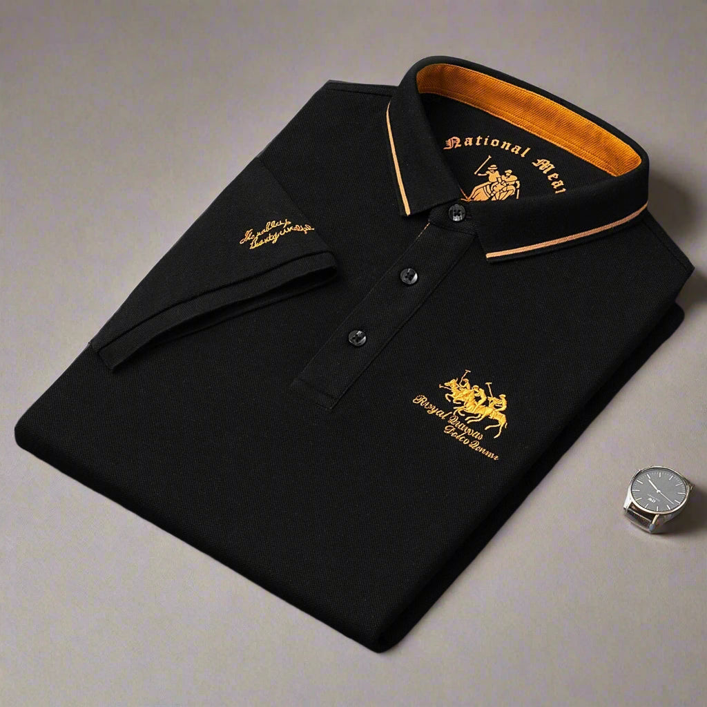 Herrpolo Modern med Broderade Detaljer - Mjuk Väv