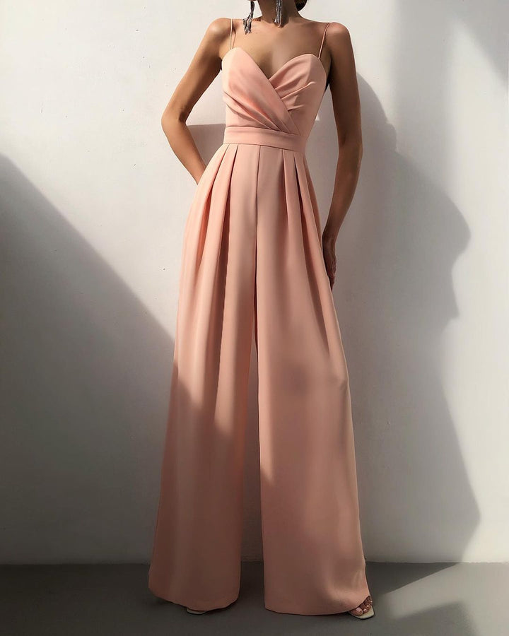 Elegant jumpsuit | Ärmlös | Spaghettistroppar | Jumpsuit med vida ben | Jumpsuit för kvinnor