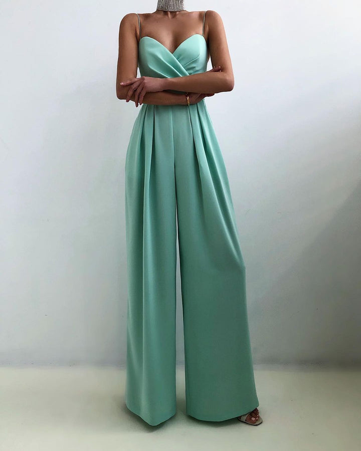 Elegant jumpsuit | Ärmlös | Spaghettistroppar | Jumpsuit med vida ben | Jumpsuit för kvinnor