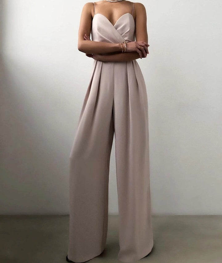 Elegant jumpsuit | Ärmlös | Spaghettistroppar | Jumpsuit med vida ben | Jumpsuit för kvinnor