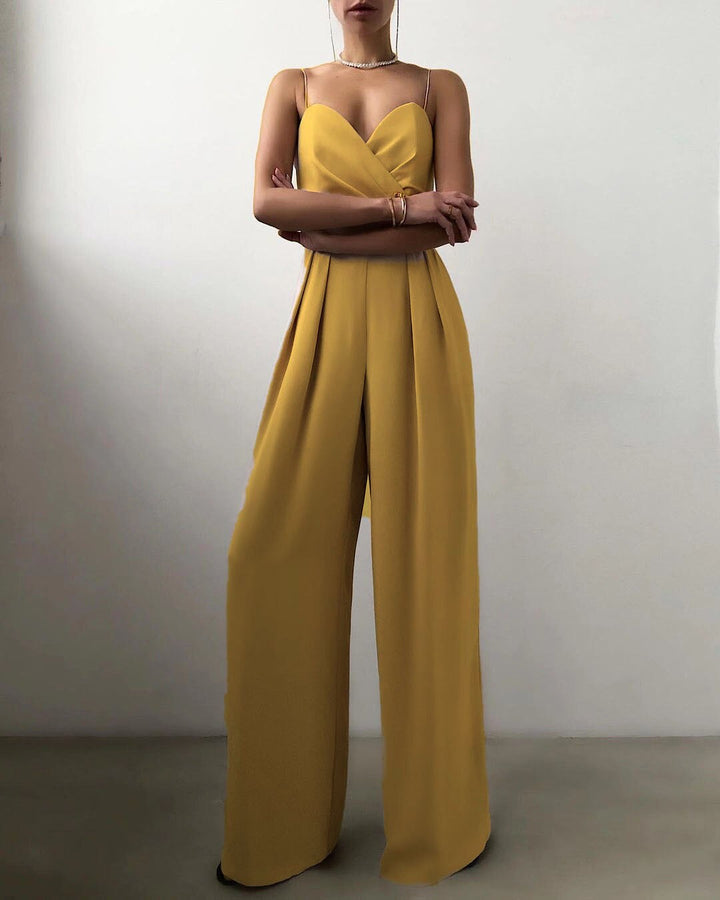Elegant jumpsuit | Ärmlös | Spaghettistroppar | Jumpsuit med vida ben | Jumpsuit för kvinnor