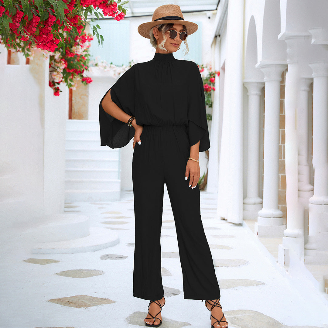 Elegant jumpsuit - Kortärmad - Vida ben - Sommarjumpsuit - Damkläder