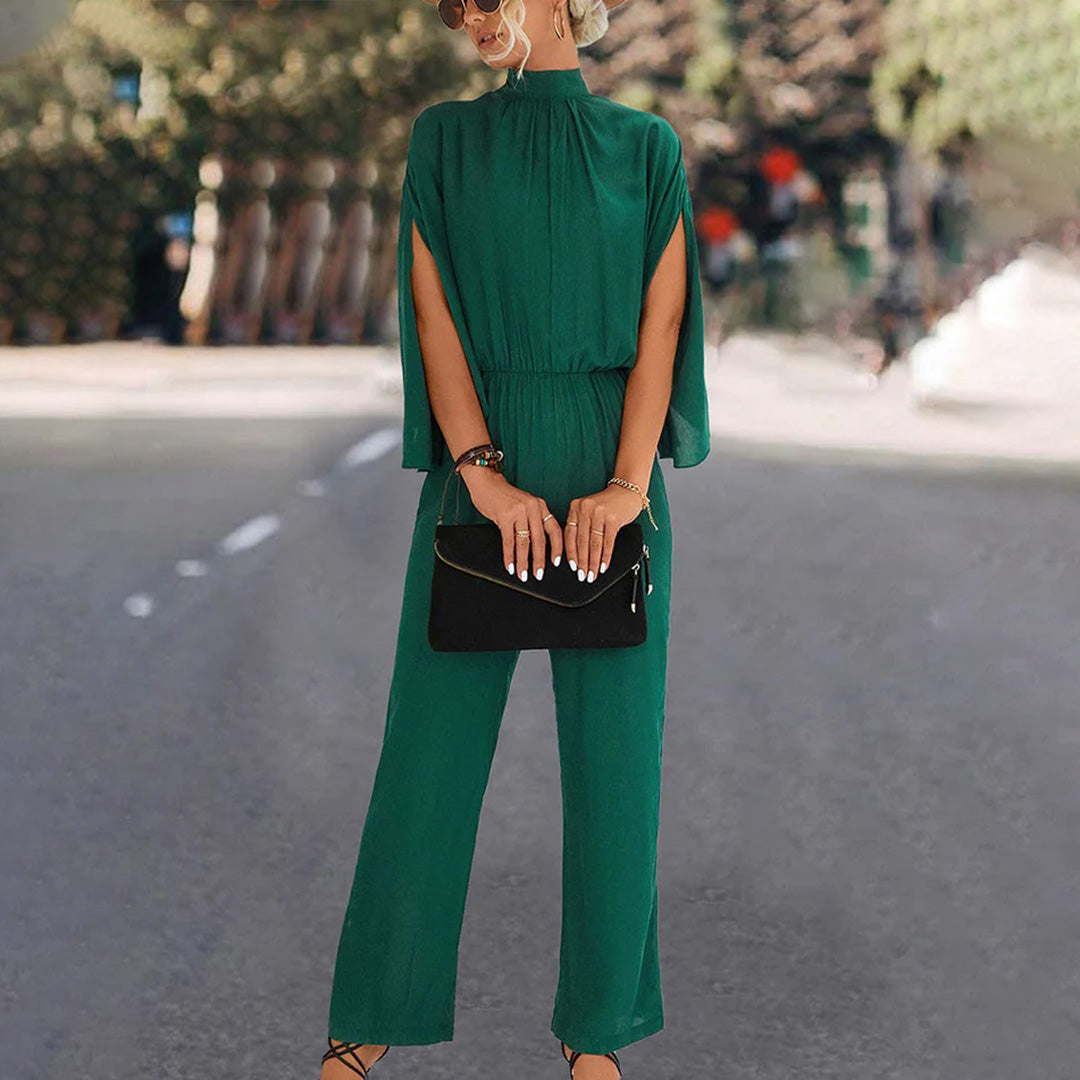 Elegant jumpsuit - Kortärmad - Vida ben - Sommarjumpsuit - Damkläder