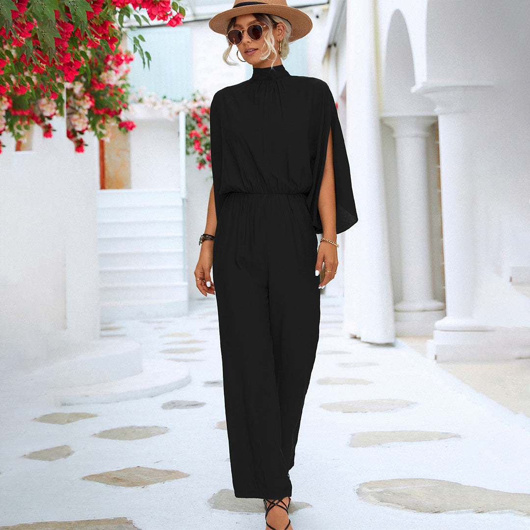 Elegant jumpsuit - Kortärmad - Vida ben - Sommarjumpsuit - Damkläder
