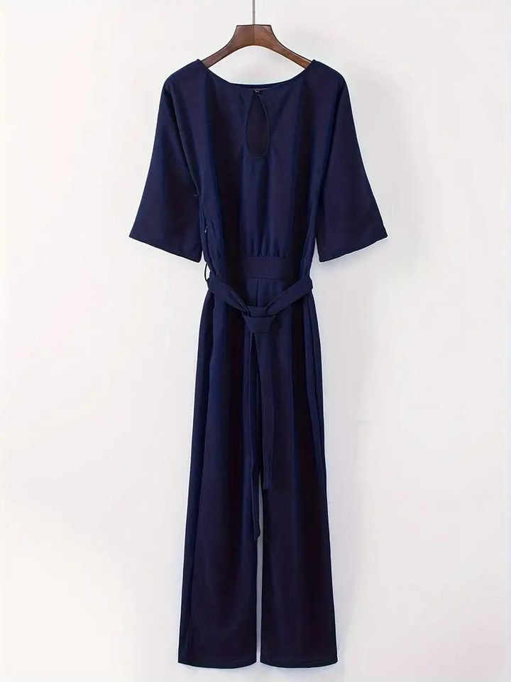 Elegant jumpsuit, skärp, dolmanärm, vid ben, damkläder
