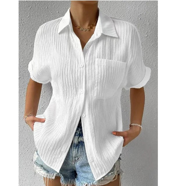Elegant Kvinnors Blus med Stand-Up Krage