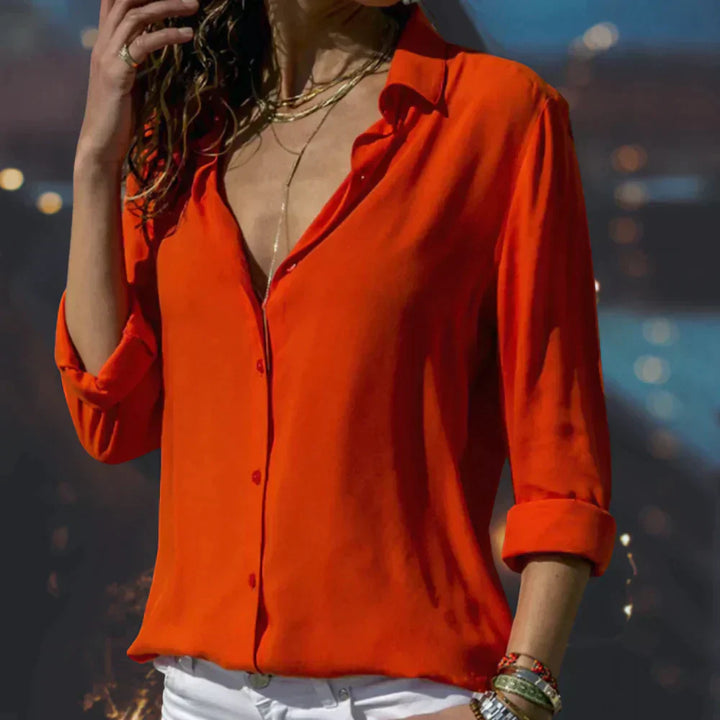 Elegant Dam Blus i Satinstil - Vit